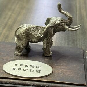 Rawcliffe Pewter Elephant Figurine Motivational Decor 1988‎ Vintage